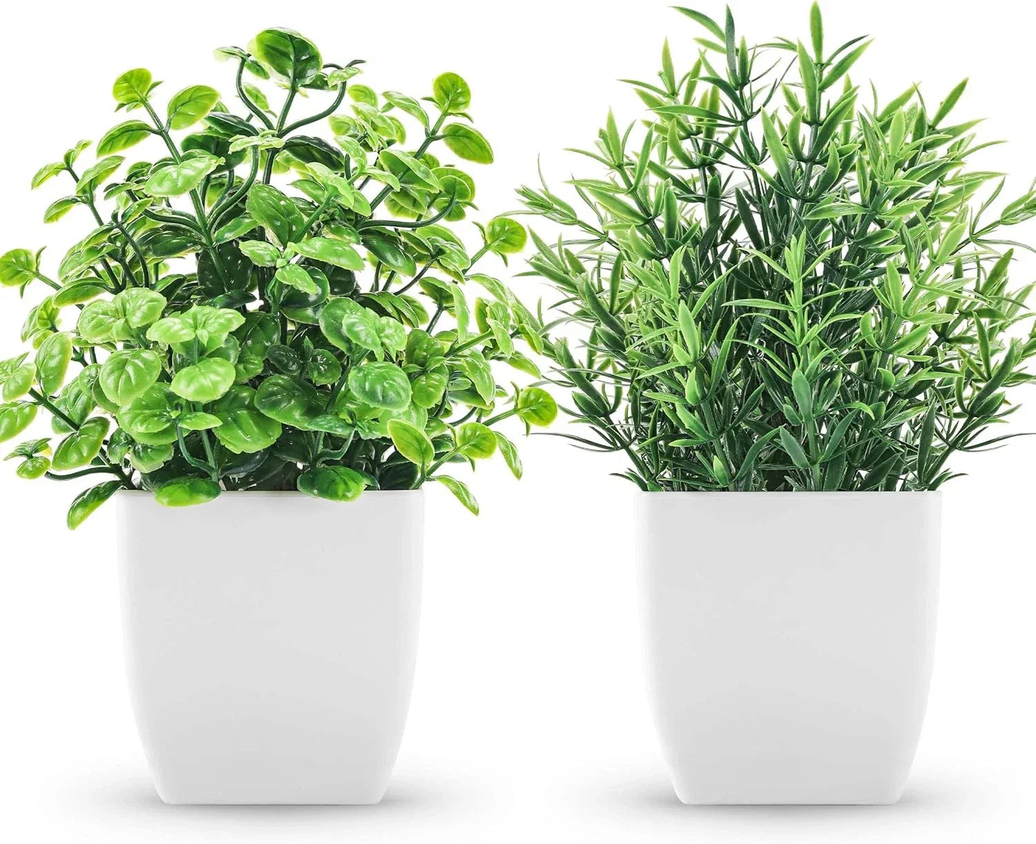2 Pack Fake Plants Small Artificial Greenery Faux Indoor for Green